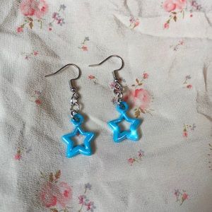 iridescent blue star earrings